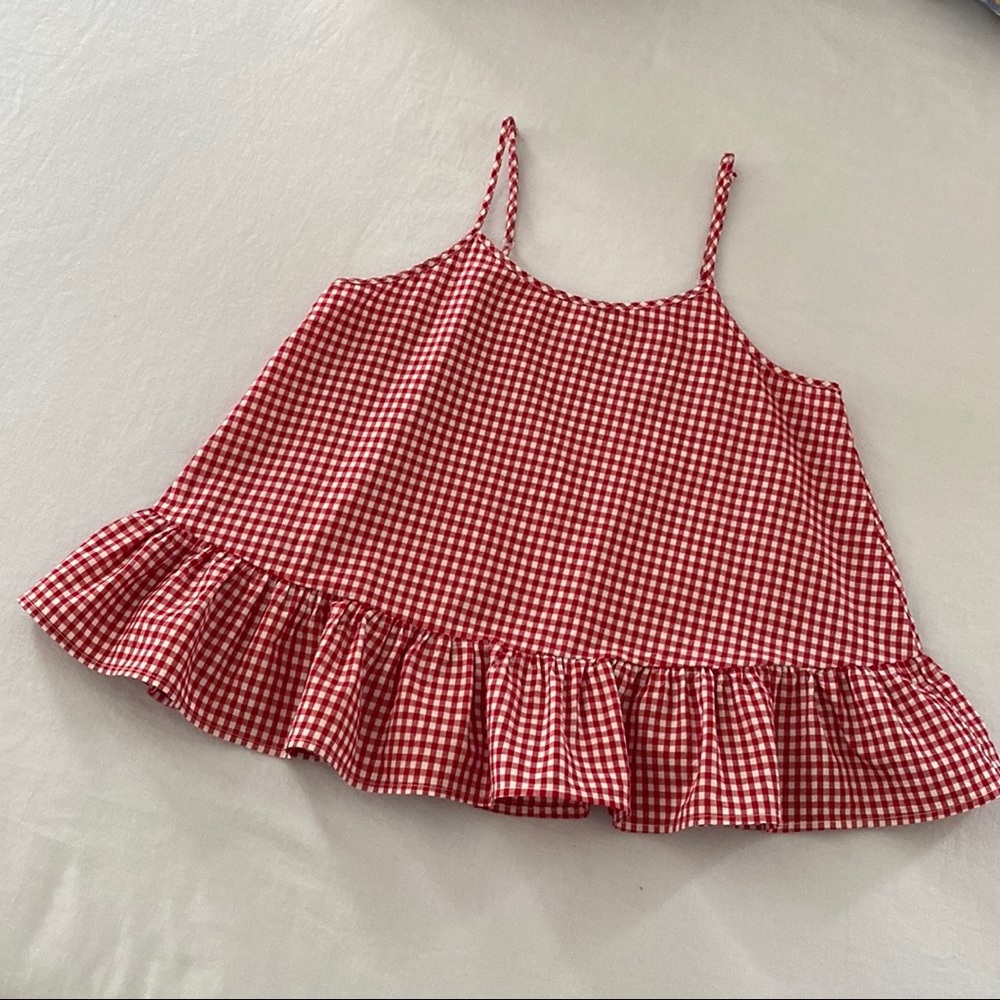 Gingham Ruffle Crop Top